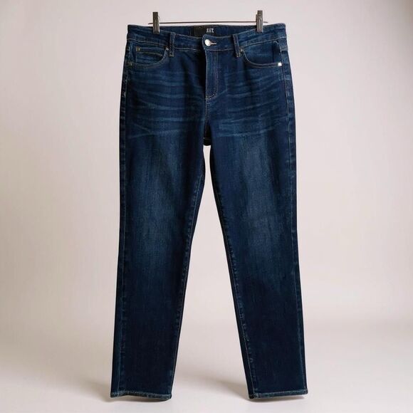 Kut from the Kloth Katherine Boyfriend Jeans Size 12 Blue Dark Straight Stretch - Picture 1 of 12